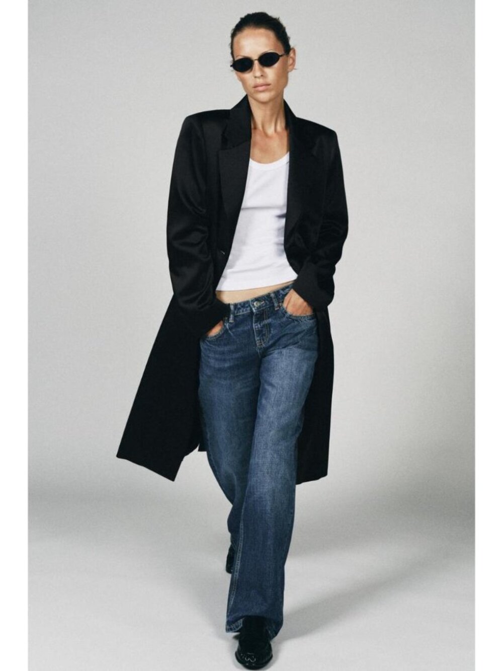 ZARA SATIN SHOULDER PAD COAT 2859/655/800